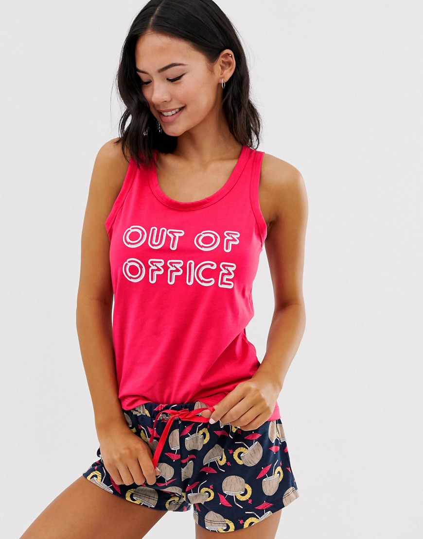 Loungeable - out of office-pyjamas med kokosnødprint-Multifarvet