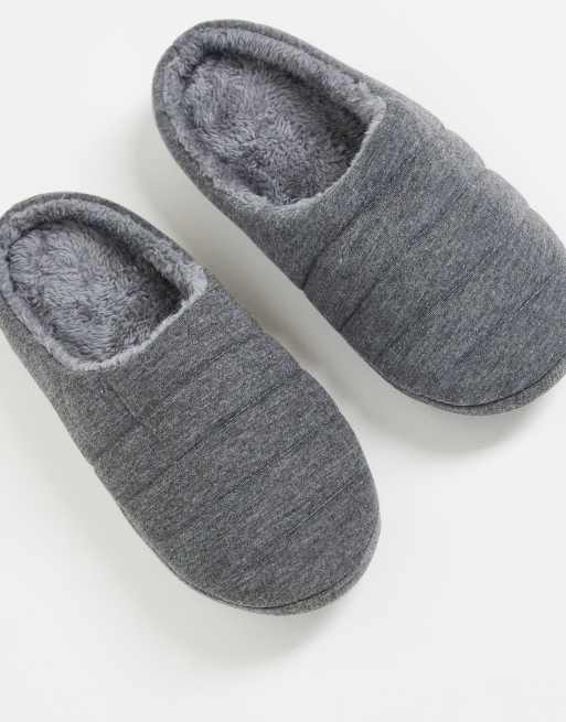 Loungeable padded jersey slippers in light gray