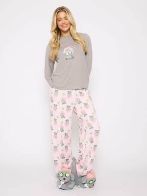 Loungeable - Pamper Paws - Pyjama in Grau mit langärmligem Oberteil und Hose