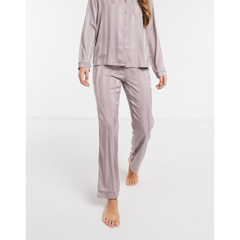 Donna Intimo e abbigliamento notte Loungeable - Pantaloni in raso jacquard a righe color visone