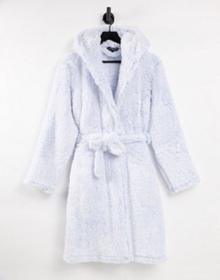 Robes de chambre Loungeable - Peignoir de luxe à capuche à liserés - Bleu et neige