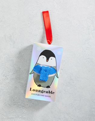 Loungeable penguin cosy socks in christmas gift box