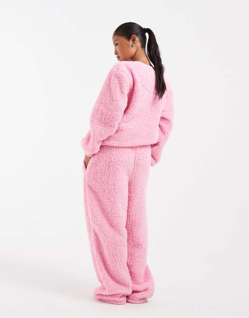 Loungeable Petite cosy snuggle lounge set in pink, 3 of 4