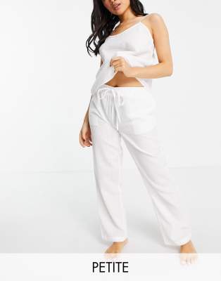 Loungeable Petite mix and match seersucker pyjama trousers in white