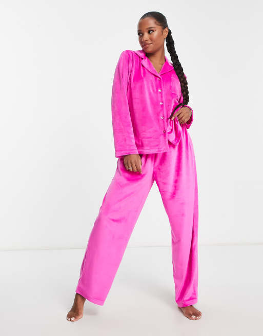 LV satin Pajama Set - Pink - IR Fashion