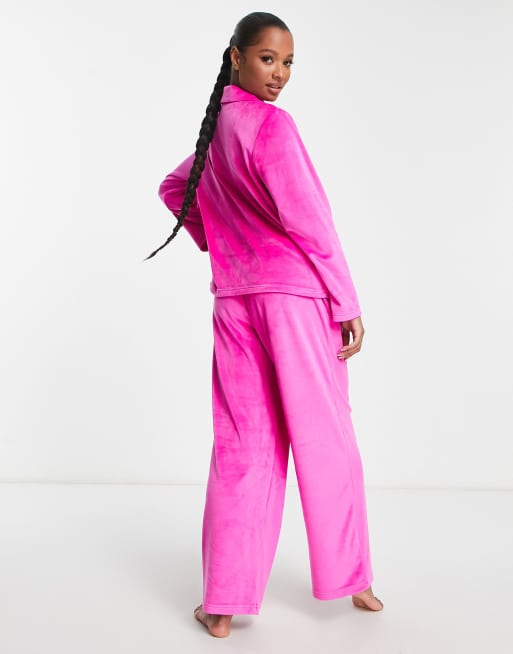 Women's Velvet Lounge Pajama Pants With Slit - Colsie™ Pink Xl