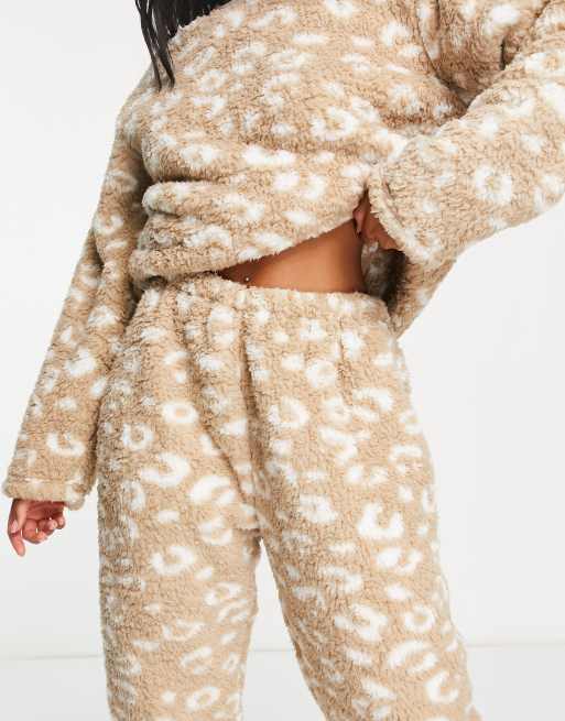 Loungeable - Pigiama in due pezzi animalier in pile borg, 3 di 4