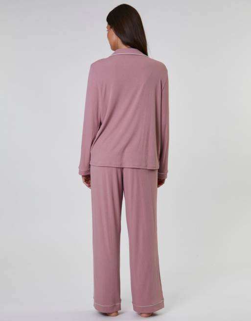 Loungeable - Pigiama tradizionale rosa a coste con camicia a maniche lunghe e pantaloni lunghi , 6 di 7