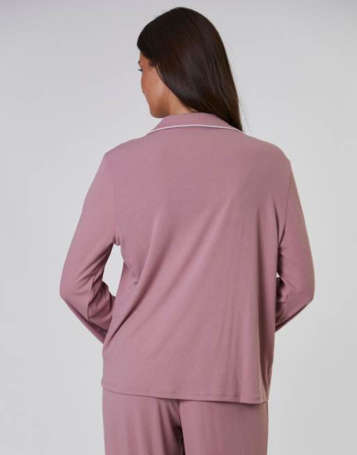 Loungeable - Pigiama tradizionale rosa a coste con camicia a maniche lunghe e pantaloni lunghi , 7 di 7