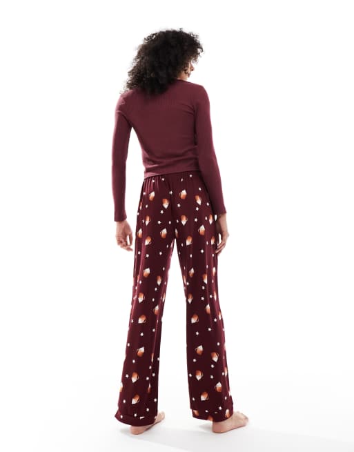 Loungeable – Piżama z topem henley i spodniami z nadrukiem spice latte, 4 z 4