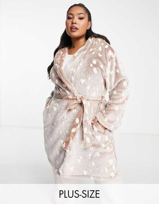 Loungeable Plus Christmas reindeer robes with antlers in mink ASOS