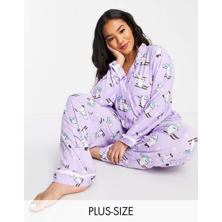 PJ Salvage Wild at Heart Classic Flannel Pajama Set in Lilac