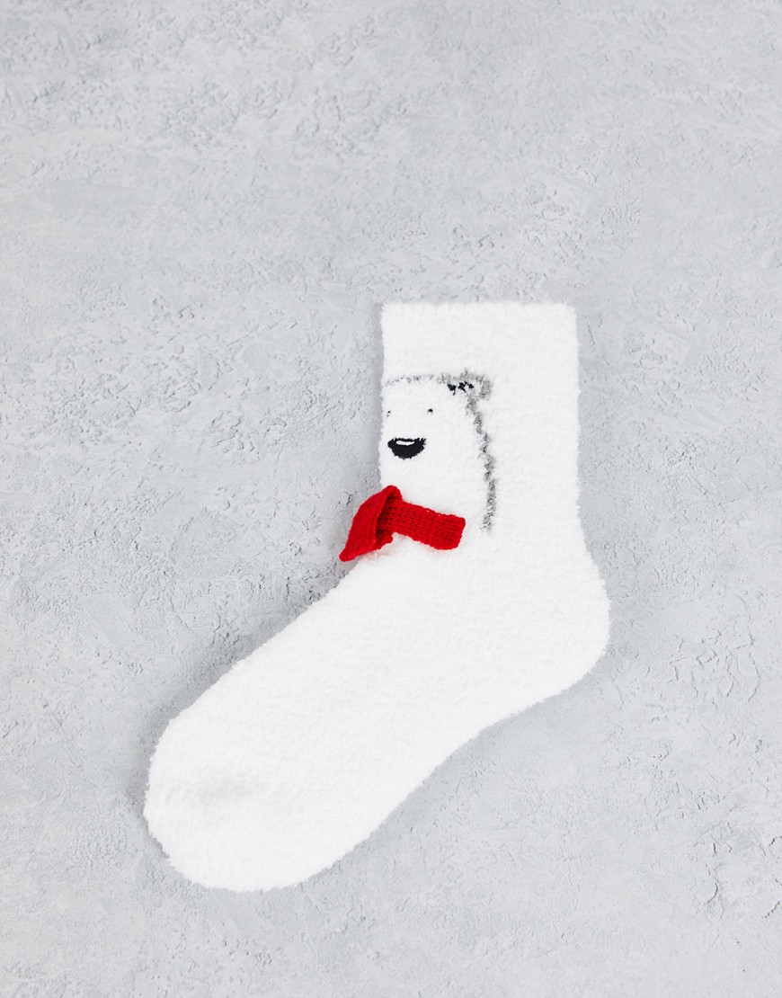Loungeable polar bear cozy socks in christmas gift box-Red