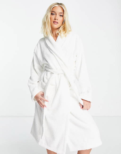 Loungeable - Premium badjas van badstof in wit