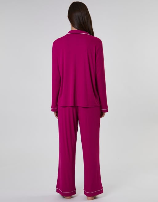 Loungeable - Pyjama côtelé classique avec chemise manches longues et pantalon - Rose foncé , 5 de 5