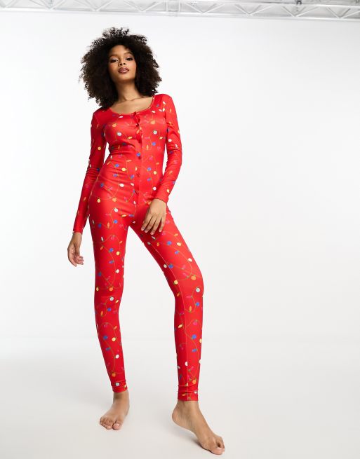 Loungeable pyjama jumpsuit with fairy light print レディース - ナイトウェア・ルームウェア