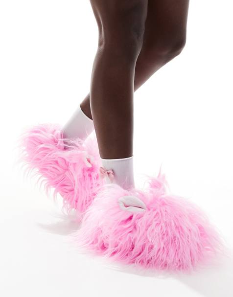 Loungeable Rabbit novelty slipper in pink - view 1