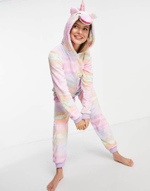Loungeable – Regnbågsfärgad onesie i enhörningsdesign