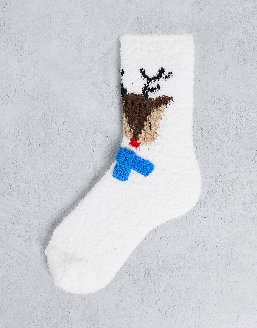Loungeable reindeer cozy socks in christmas gift box-Blues