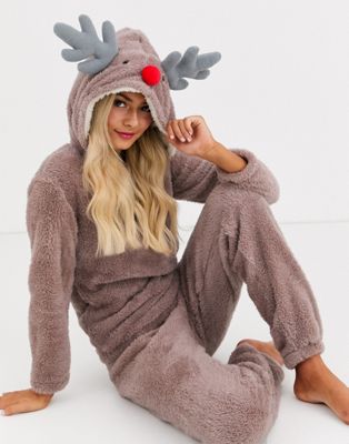 Loungeable reindeer fluffy twosie | ASOS