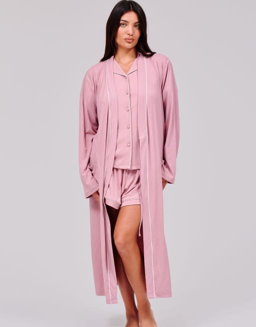 Loungeable Rib kimono robe 120 cm in pink, 3 of 4
