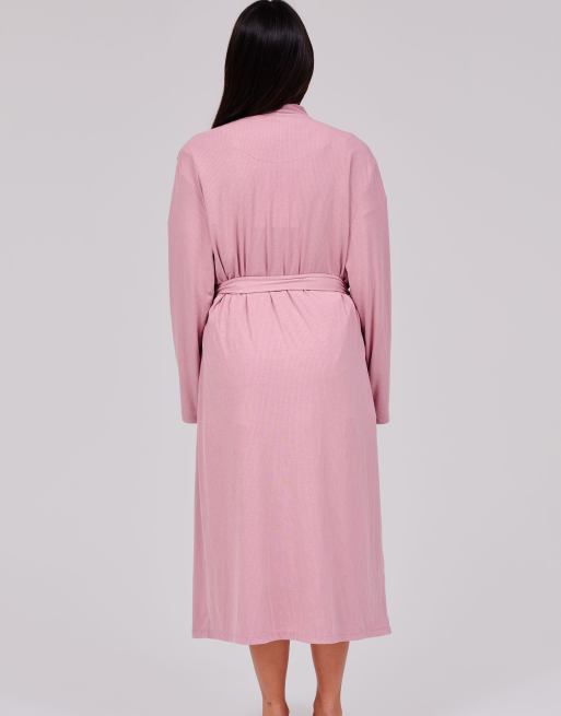 Loungeable Rib kimono robe 120 cm in pink, 4 of 4
