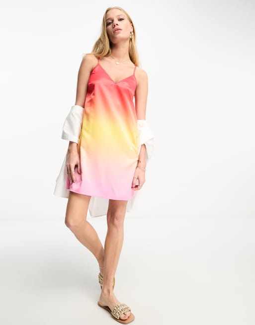 Loungeable Robe nuisette en satin Coucher de soleil effet d grad