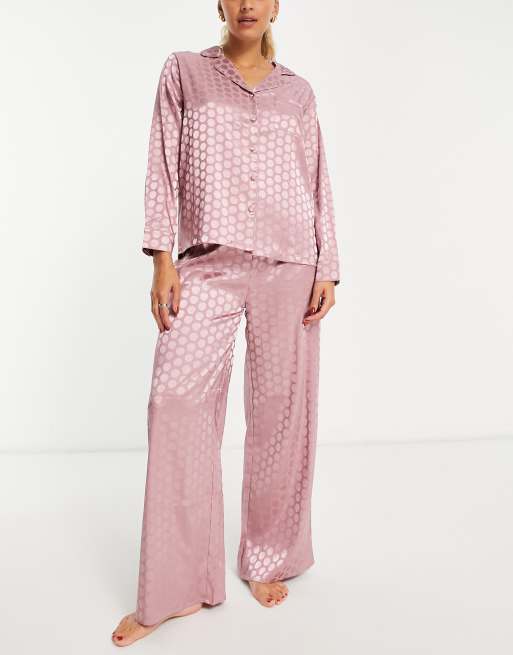 Sleepy In Satin PJ Pant Set - Pink