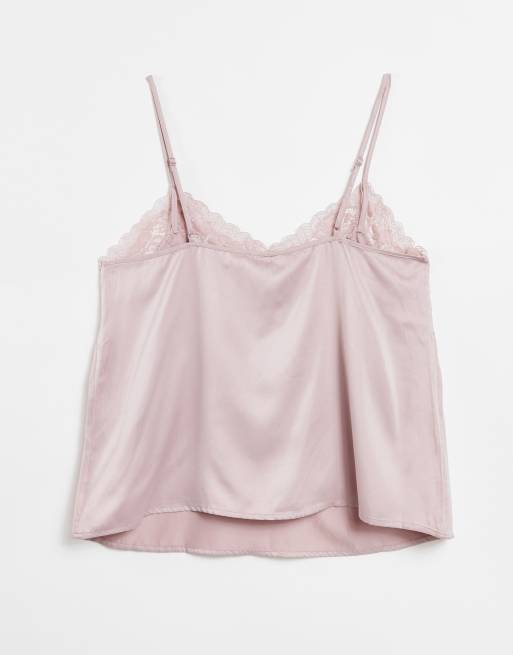 BS-00002, Modest Lace Mock Half Cami, Pink