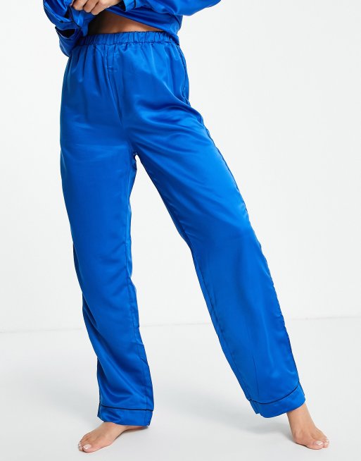 Loungeable satin mix and match pyjama set in sapphire, 3 of 3