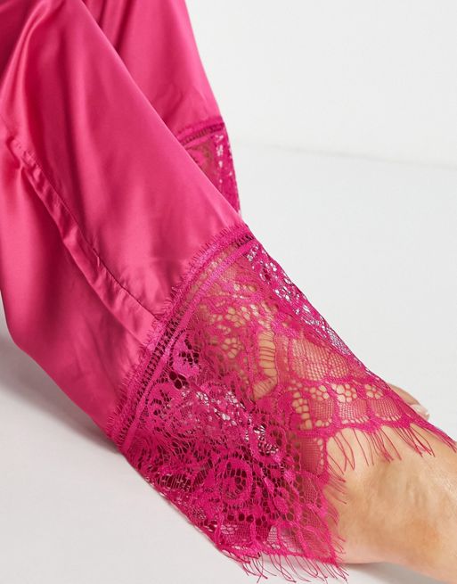 PYJAMA-STYLE TROUSERS WITH TRIMS - Pink