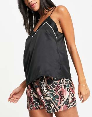 Loungeable Satin pyjama cami top in black - ASOS Price Checker