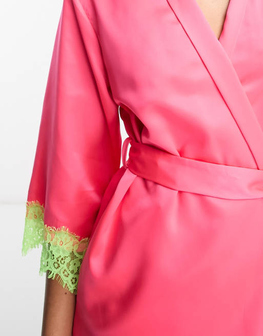 Hot pink satin outlet robe