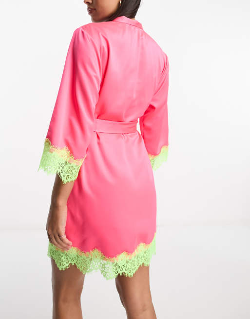 Neon pink dressing clearance gown