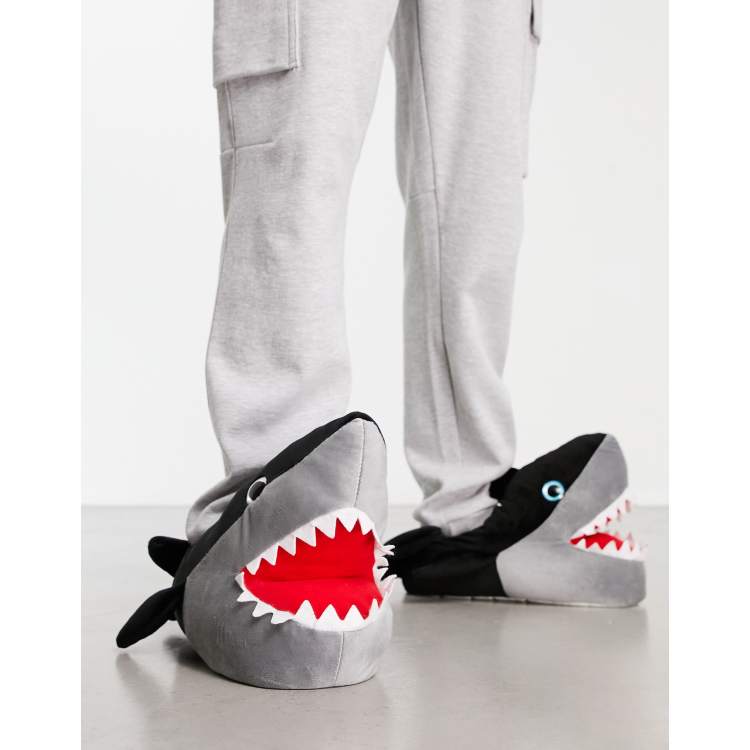 Mens novelty shark on sale slippers