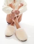 [Loungeable] Loungeable sheepskin fluffy mules in cream-White 5 CREAM