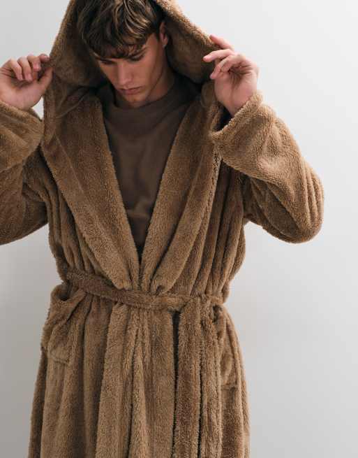 Loungeable sherpa badjas met capuchon in mocha, 2 van 5