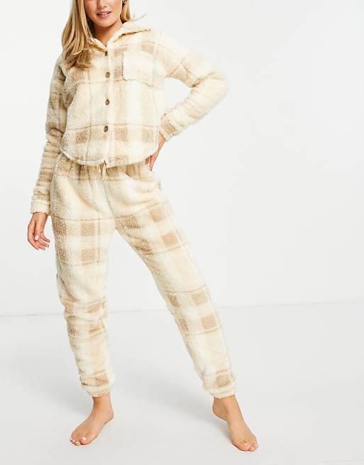 Cream Checkered Jogger Set Cream Checkered Jogger Set