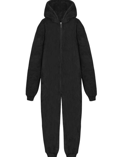 Loungeable Sherpa mens all in one in black, 6 of 7