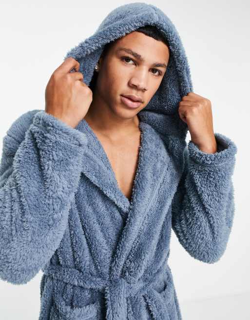 Sherpa bathrobe with hood hot sale