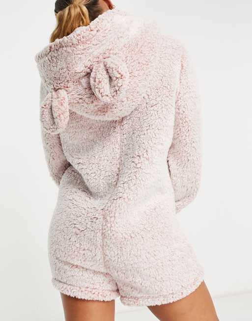 Loungeable - Sherpa romper in ijzig roze