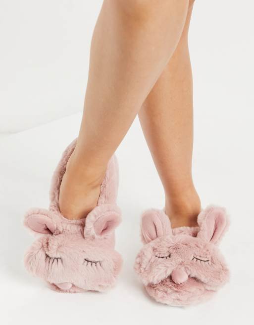 Loungeable sleeping bunny slipper in pink