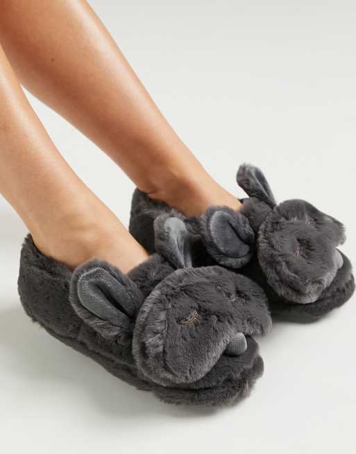 Grey hot sale bunny slippers