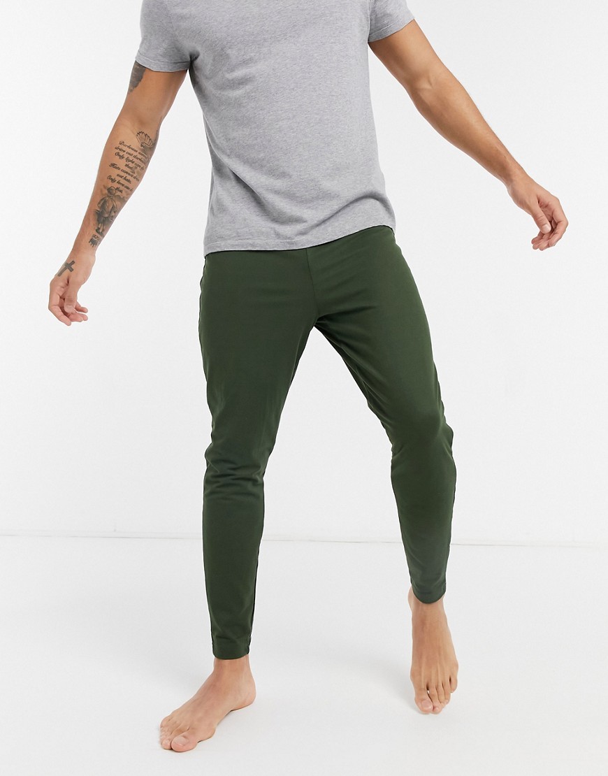 Loungeable Slim Lounge Pants In Khaki-green