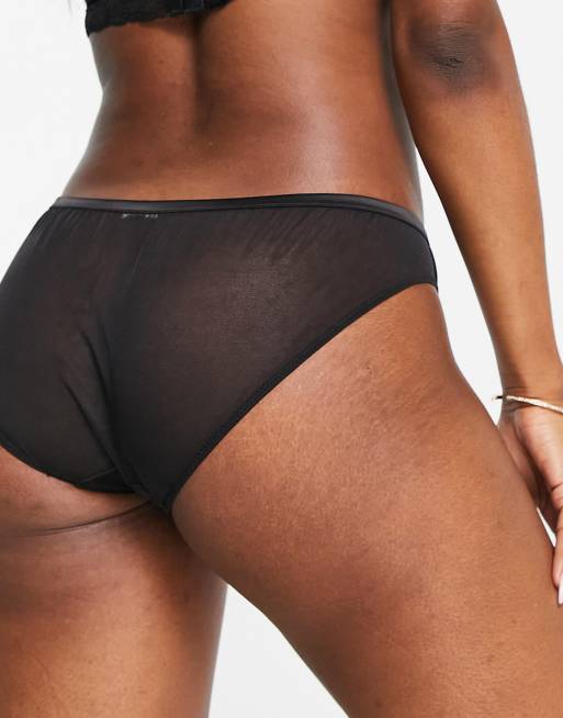 Loungeable - Slip in pizzo con retro trasparente, colore nero, 2 di 4