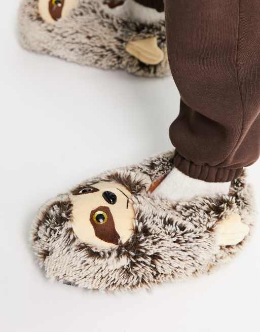 Loungeable sloth slippers in brown ASOS