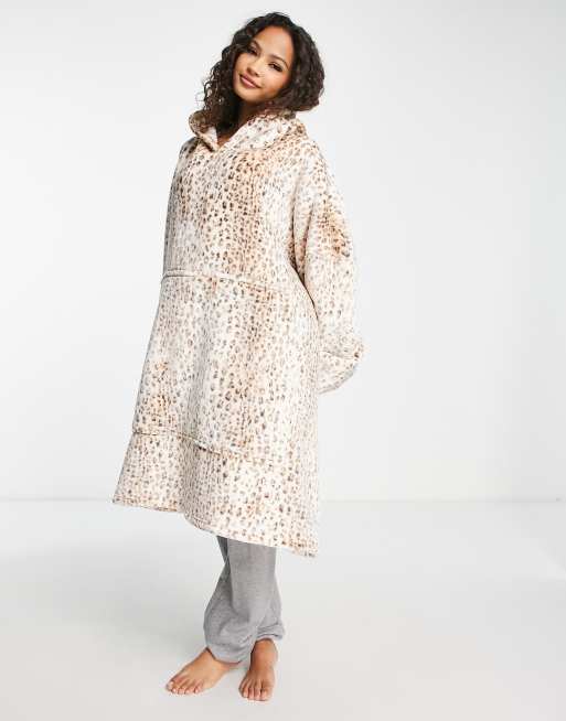 Loungeable snuggle hoodie in leopard ASOS