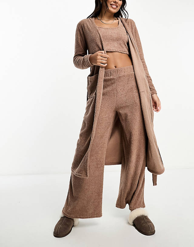 Loungeable - soft fuzzy cardigan in chocolate brown