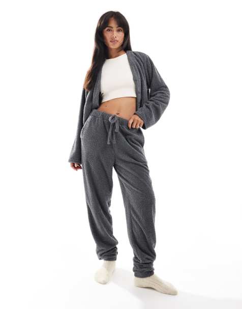 Loungeable Soft fuzzy jogger in charcoal - view 1