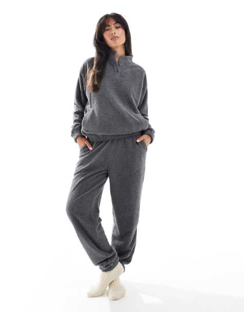 Loungeable Soft fuzzy jumper in charcoal - view 1